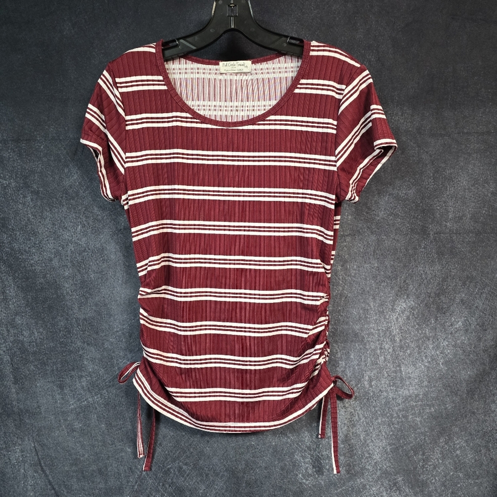 Burgundy Striped Short Sleeve Top